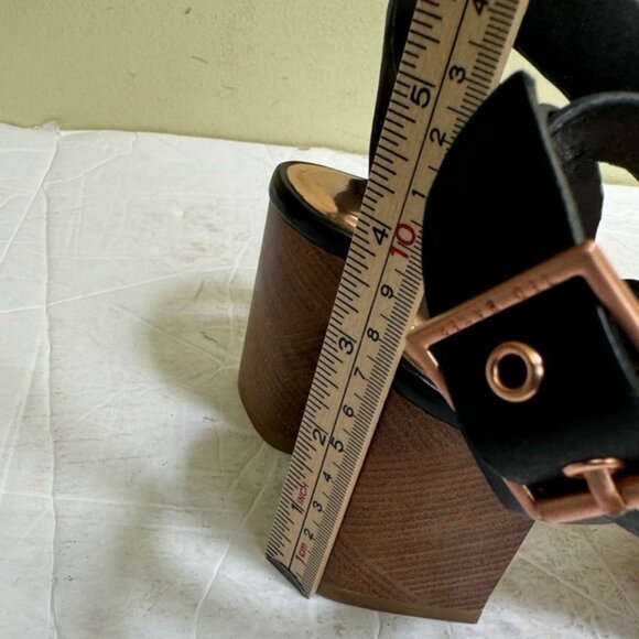 Ted Baker Biah Leather Ankle Strap Block Heel Rose Gold Bow Studs Sandal Shoe 38 - Picture 13 of 16